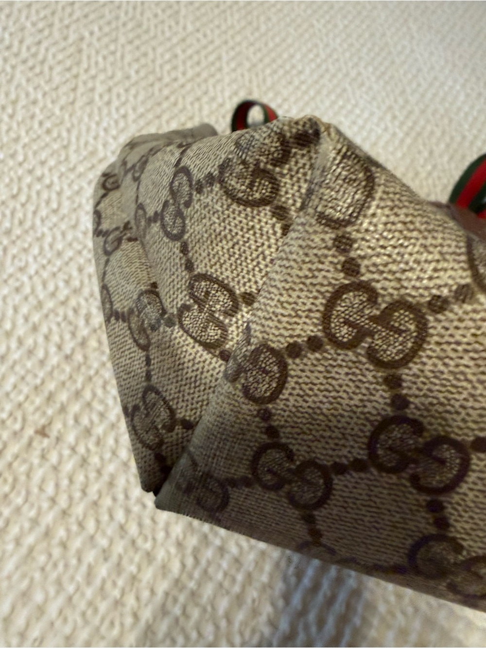 Gucci Brown Beige GG Canvas Tote with Red-Green Web Straps - Picture 12 of 16